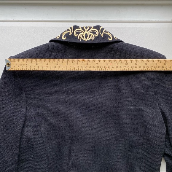 SOLD St. John Evening knit blazer embellished formal jacket black with gold 4 - Picture 11 of 12